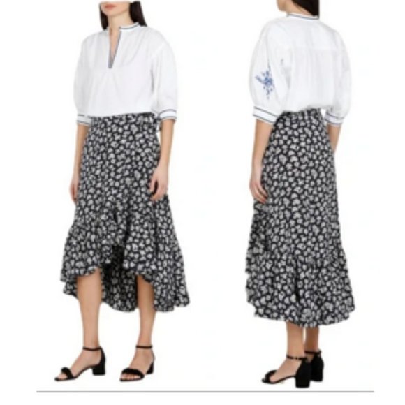 Polo Ralph Lauren Floral Crepe Wrap Skirt ~ Navy/Cream ~ New! - Picture 8 of 11